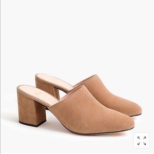 J.Crew High block -heel mules in suede.